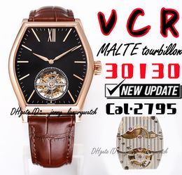 VCR Luxury Men's Watch 30130 Malte Tourbillon Watch, 38x48mm, new CAL.2795 mechanical movement. Sapphire mirror, wine barrel, gold black
