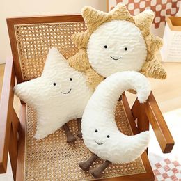 Dolls Adorable Smile Face Moon Star Sun Plushie Stuffed Cute Cartoon Weather Plush Toy for Kid Bedroom Decor Sofa Cushion Throw Pillow 231122