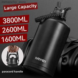 water bottle 2 Litre water bott Stainss Steel Portab Straw Thermos Bott Outdoor Sports gym Vacuum Water Flask Thermal Insulated Cup Q231123