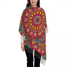 Ethnic Clothing Buddhist Mandala Scarf For Women Winter Warm Shawls And Wrap Bohemian Long Scarves With Tassel Ladies