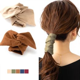 Fashion Solid Color Scrunchies Retro Women Pastoral Style Hairbands Ladies Girls Ponytail Holder New Headwear Hair Ornaments