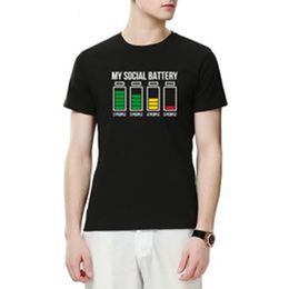 Men's T-Shirts My Social Battery Help Me Mens Est Design Printed Male Tshirt Short Sleeve Tee Cotton Funny Introve Humour Top