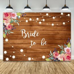 Party Decoration Pink Floral Wood Board Bridal Shower Pocall Backdrop Women Girls Birthday Background Baby Banner Baptism