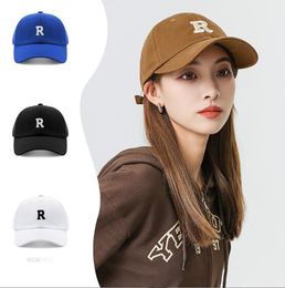 Letter R Embroidered Cotton Blend Baseball Cap Fashion Snapback Hat Adjustable Polo Caps for Women Men Visors Hats