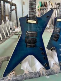 Custom flamed maple top blue color rosewood fingerboard Dean Dimebag Darrell Electric Guitar, in stock