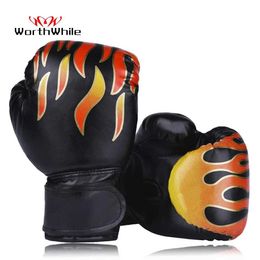 Protective Gear WorthWhile 6OZ Kids PU Kick Boxing Gloves Punching Karate Muay Thai Guantes De Boxeo Free Fight MMA Sanda Training Equipment HKD231123