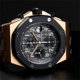 Swiss Luxury Watches Audemar Pigue Wristwatch Royal Oak Offshore Automatic Mechanical Watch Royal Oak Offshore Grey 42mm Rubber Wrapped Rose Gold 25940ok Wn-7vga