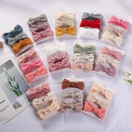 Hair Accessories 3Pcs/Lot Print Muslin Cotton Linen Baby Headband Elastic Ear Band Infant Girl Turban Headwraps Stretch