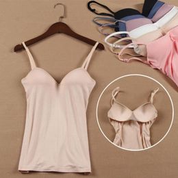 Camisoles & Tanks Stylish Sling Top Soft Bra Vest Solid Color Casual Padded Bottoming Underwear Protective