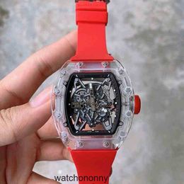 Rm35-02 Barrel Watch Series Richa Mill Wine r 2 Fully Automatic Mechanical Crystal Case Tape Men