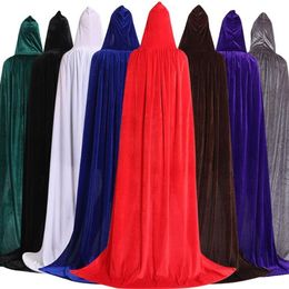 Halloween Witch Cloak Cosplay Costume Women Men Adult Party Dress Long Black Deguisement Prince Princess Hooded Cloaks Capes207x