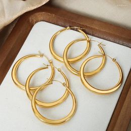Hoop Earrings Round Stainless Steel Large For Women Hip-Hop Female Luxury Jewellery Girlfriend Gift