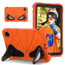 Kids Shockproof Kickstand Tablet PC Cases for Samsung Tab A9 8.7 Inch 2023 X110 X115 Tough Durable Anti-drop Protective Cover with Invisible Bracket Spider Design