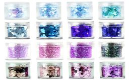 28Color Nail Glitter Tips Iridescent Blue Pink Purple Nail Sequins Powder 10ml Manicure Acrylic UV Glitter Powder Paillette1902893