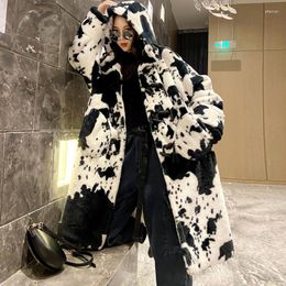 Women's Fur 2023 Winter Fashion Middle Long Hooded Long-Sleeved Hair Thick Warm Coat For Men Women Tide H217