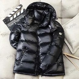 Men's Down Parkas Puffer Jacket Men Hooded Casual Down Winter s Clothing Short Glossy Feather s Duck Coat Man Waterproof T231123