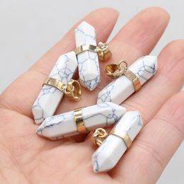 Pendant Necklaces Natural Stone Gemstone White Turquoise Handmade Crafts Vintage Necklace Bracelet Earring Accessories For Woman 14x32mm