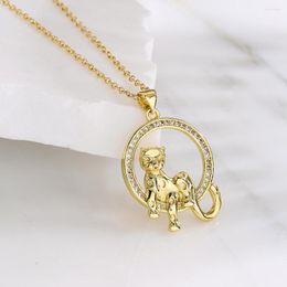 Pendant Necklaces Cmoonry Fashion Gold Colour Copper Leopard Necklace For Women Girl Gift CZ Animal Jewellery Accessories