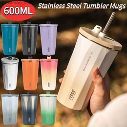 water bottle 600ML Coffee Cups Thermos Bott Stainss Steel akproof Insulation Cold Hot Travel Mugs Vacuum Flask Outdoor Car Water Bott Q231123