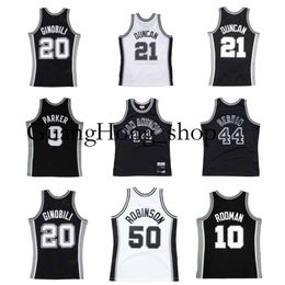 S GH Tim Duncan Spur Basketball Jersey San Tony Parker Antonio David Robinson George Gervin DENNIS RODMAN Manu Ginobili Mitch and Ness