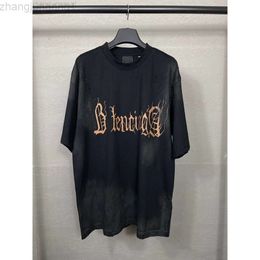 Designer Balencaigaity T Shirt Balanciaga B Family High Edition Paris New Worn Old Sanskrit Letter Print Loose Short T-shirt