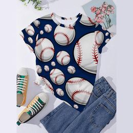 Women's T Shirts For Women Vintage Baseball Print Tees Shirt Gift Top Womens Casual Women's Thin Cotton