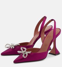 Elegant Season Sandals Shoes Amina Italy Ami Pumps Muaddi Begum White Black Patent Leather Pyramid High Heel Pointed