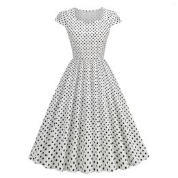 Casual Dresses Polka Dot For Women Teens Plus Size Short Sleeve Housewife Evening Party Female Robe Club Outfits