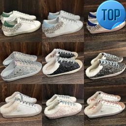Goldenss Kazık İtalya Marka Sneaker Kadınlar Sıradan Ayakkabı Spuer Star Sabot Elmas Tasarımcı Ayakkabı Sequin Sequin Klasik Beyaz Yapmak