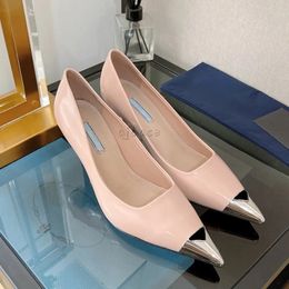 Designer woman heels dress shoes sandals ballerina fashion designer metal leather office ladies stilettos triangle sandals