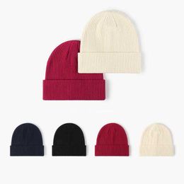 Beanie Skull Caps Warm solid color cotton wool hat for men's light board cold hat for women's outdoor autumn and winter ear protection hexagonal knitted hat