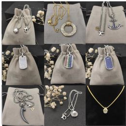 Dy designer with box Women Pendant Necklaces Classic men Diamond Vintage ship's anchor Ivory shape Necklace length 45cm-90cm Christmas gifts jewelry