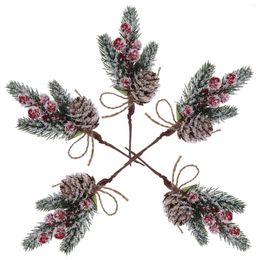 Decorative Flowers Picks Pinebranches Berry Flower Stem Berries Diy Christmas Fruit Frosted Pinecone Red Snowy Garland Arrangements Twigs