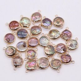 Pendant Necklaces Natural Freshwater Pearl Connector Pendants Round Disc-shaped Charms For Jewelry Making Bracelet Necklace Quality DIY