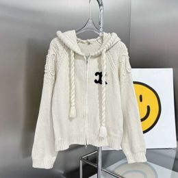 Ce Autumn New Fashion Triumphal Pattern Simple and Casual Versatile Zipper Hooded Knitted Cardigan Sweater