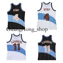 GH Shawn Kemp Zydrunas Ilgauskas Cavalier Basketball Jersey Clevelands Mitch and Ness Throwback Jerseys Blue White Size S-XXXL