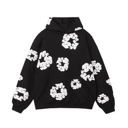 Men's hoodie oblique Cotton foam printed wool circle Niche fashion design hoodies High quality tech Fleece qualitys sweater sportswear black US size S-3XL Top1