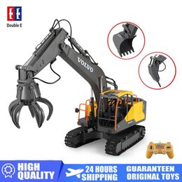 Diecast Model car DOUBLE E E568 Truck 1 16 RC Truck Alloy 3 in 1 Engineering Car 2.4G Remote Control Car RC Excavator Toys for Boys Kids Xmas Gift 231122