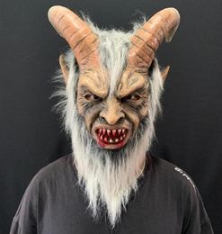 Party Masks 2021 Lucifer Cosplay Latex Halloween Costume Scary Demon Devil Movie Horrible Horn Mask Adults Props2811071