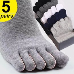 Men's Socks 5pairs Toe Men Cotton Five Fingers Breathable Short Ankle Crew Sports Athletic Running Solid Color Male Sox