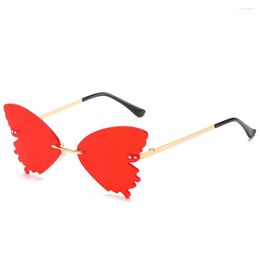 Sunglasses Fashion Rimless Dragonfly Wing Shape Frameless Gradient Clear Lens Women Vintage Butterfly Steampunk Men Eyewear