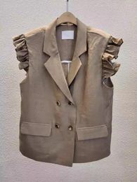 Women's Vests Korea Fashion 2023 Summer Women Top Loose Sleeveless Slim Ruffle Versatile Vest Coat Jacket Clothes