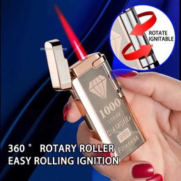 Lighters 2023 New Windproof Red Flame Lighter Side Slip Jet Cigarette Accessories Men's Tools e ziggarte smoke accesoires