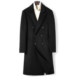 Men's high-end trench coat Knee-length double-breasted long trench coat new men's