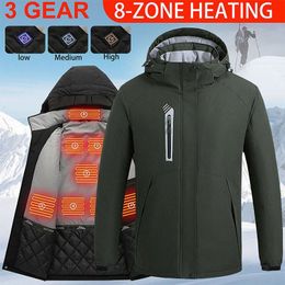 Men s Jackets 8 Areas Men Winter Warm USB Heating Thermal Work Coats Hunting Sports Outwear Heated Jacket Washable Down Hiking 231123