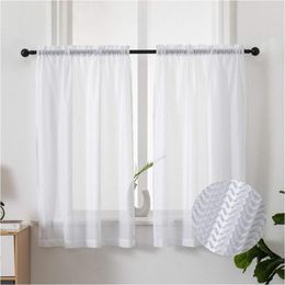 Curtain LISM White Sheer Fishbone Yarn Short Curtains For Living Room Bedroom Modern Voile Tulle Kitchen Half Window Treatments