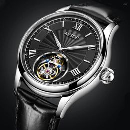 Wristwatches AESOP Real Tourbillon Mechanical Watches Men Limited Edition Luxury Automatic Movement Stainless Steel Sapphire
