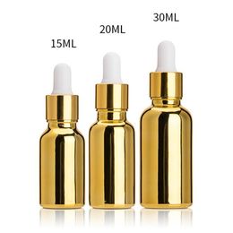 30ml Empty Gold Essential Oil Glass Bottle With Dropper 30cc Small Glass Vial Dropper Container,Empty Glass Dropper Container
