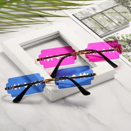 Sunglasses Frameless Glasses Male And Female Personality Hollow Blade Sun Stage Decorative