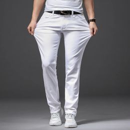 Men's Jeans Spring Men's Stretch White Jeans Classic Style Slim Fit Soft Trousers Male Brand Business Casual Pants 231122